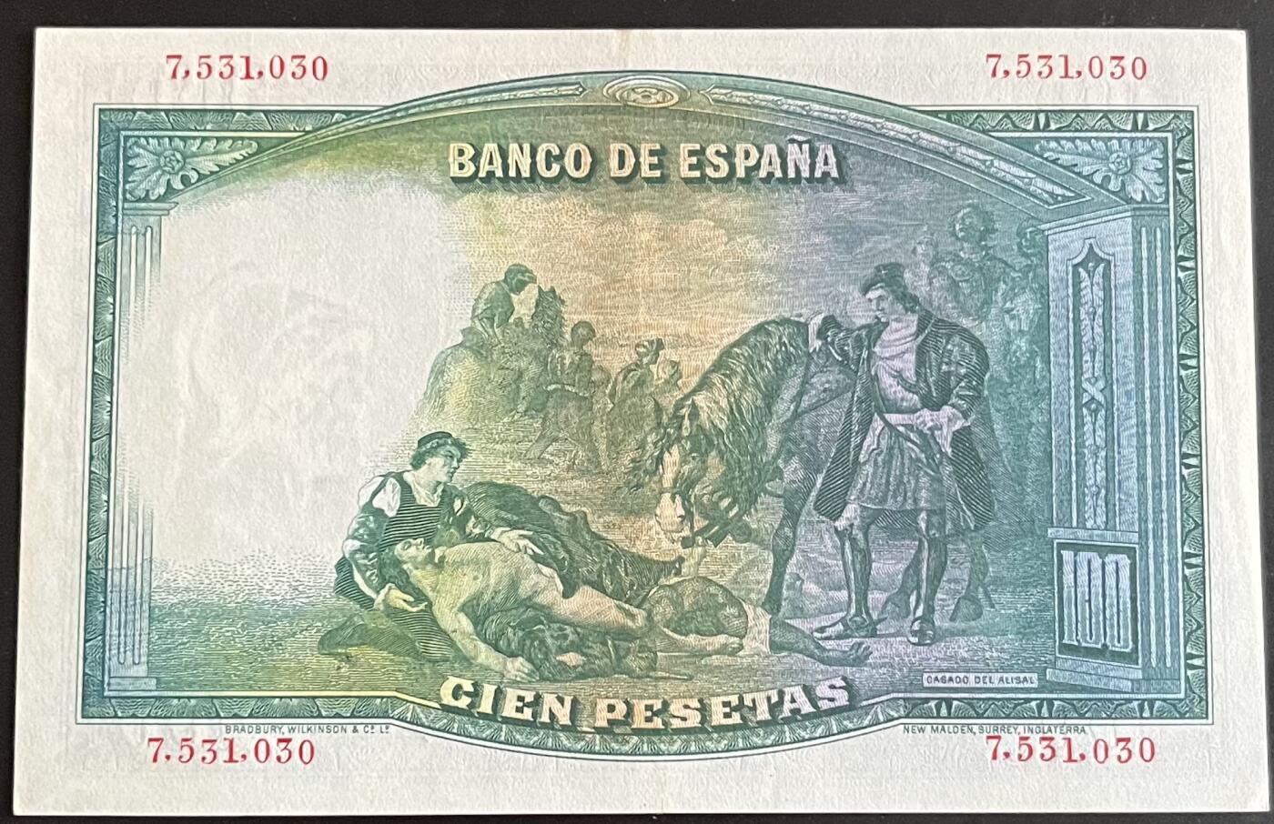 小福收藏拍卖第202期 流通品相裸钞 特惠场 本场全部为欧洲纸币【佣金仅收2% 不设最低佣金 全场包邮】 西班牙 1931年 100比塞塔 AUNC 
