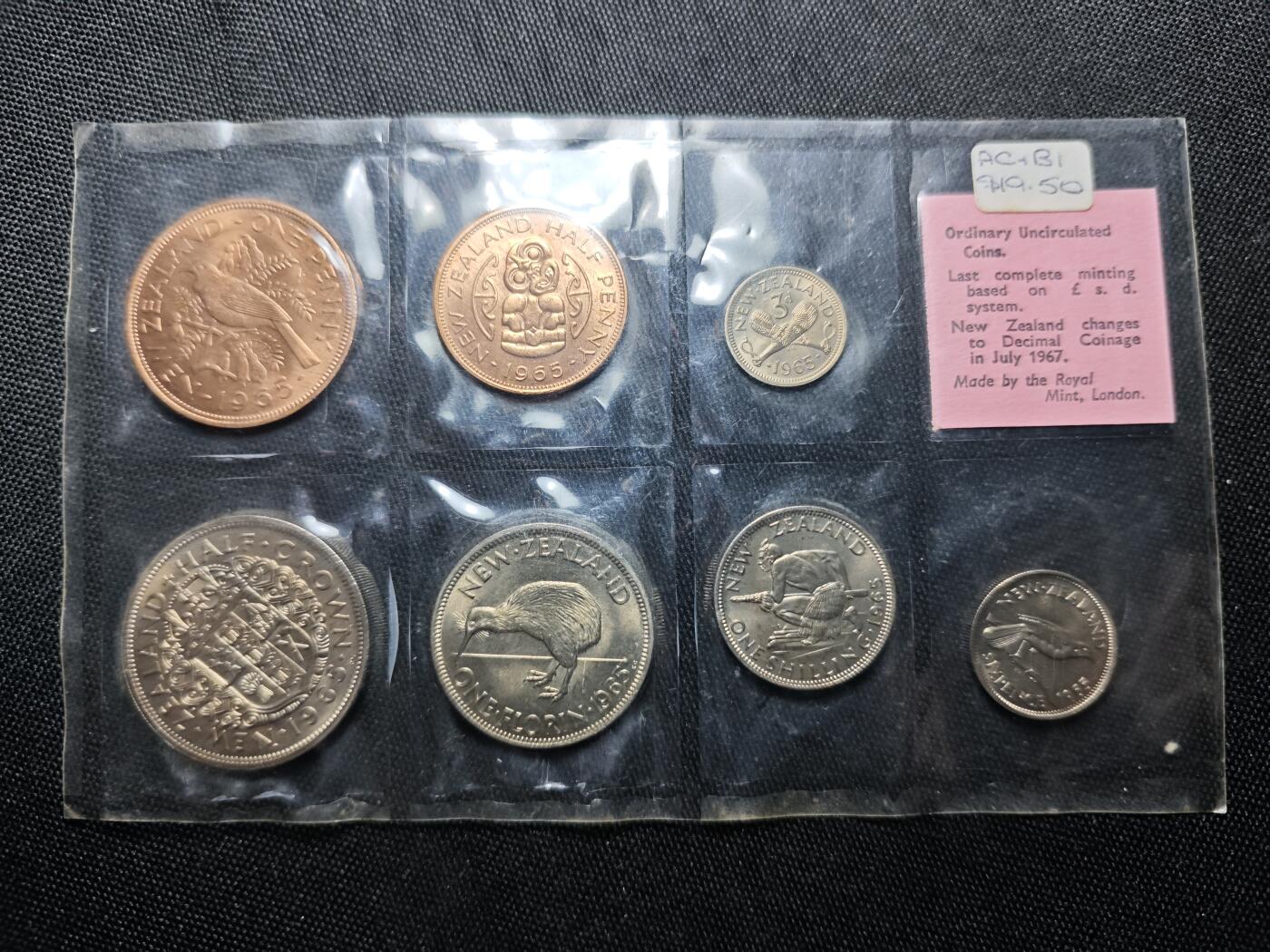 KK钱币收藏小铺   套币 批量/好品散币专场 2月预留时间 周末发货  1965新西兰大小面值清年一套 好品