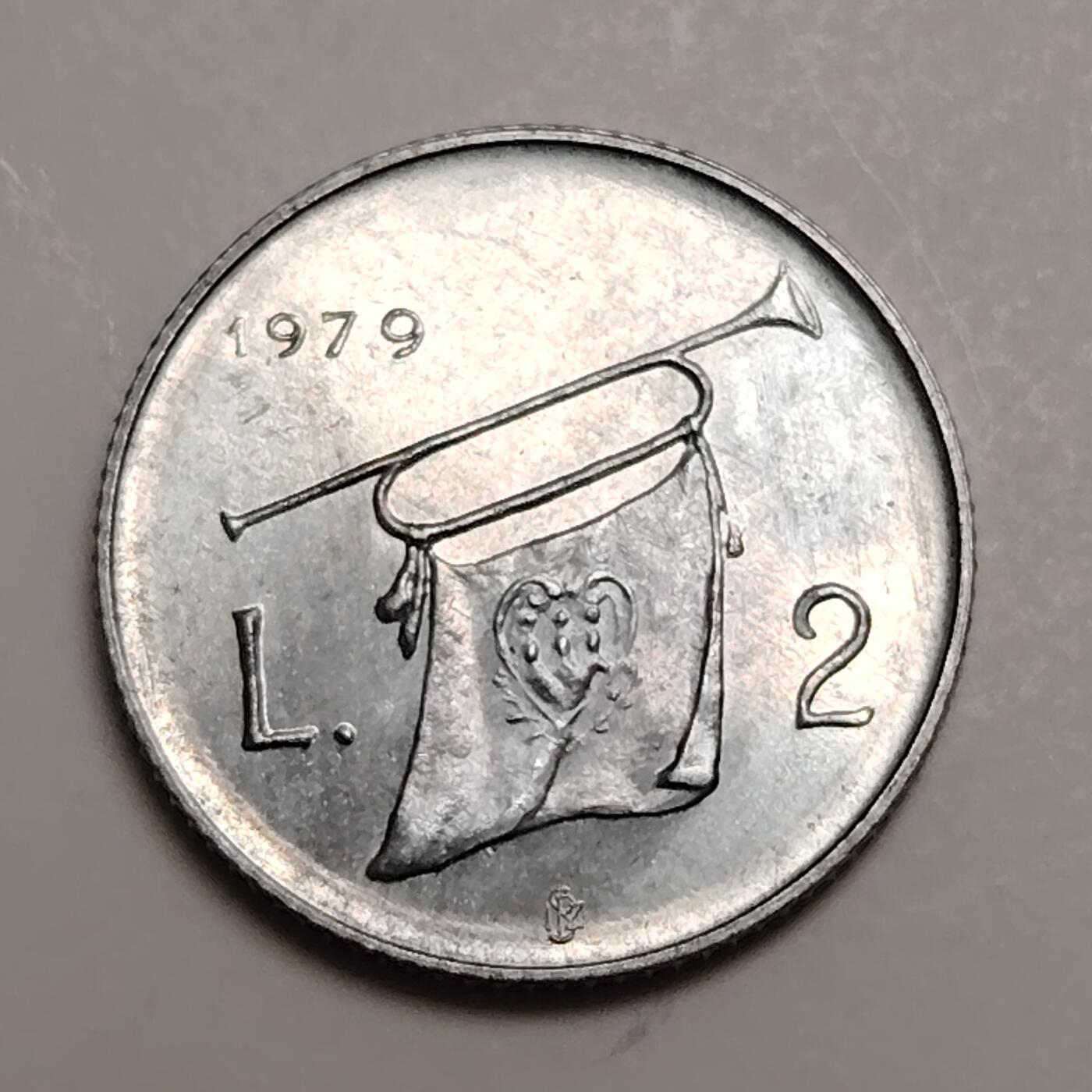 布加迪🐬～世界钱币(上海)🌾第 278 期 /  各国套币和散币 圣马力诺🇸🇲 1979年 2里拉铝币