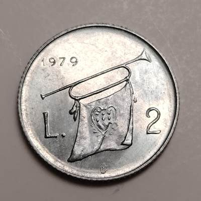 布加迪🐬～世界钱币(上海)🌾第 278 期 /  各国套币和散币 - 圣马力诺🇸🇲 1979年 2里拉铝币