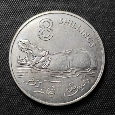 KK钱币收藏小铺   套币 批量/好品散币专场 2月预留时间 周末发货 -  1970英属冈比亚8先令大镍币 河马