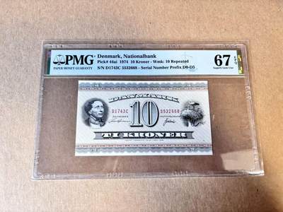 (800期大拍拍品火热征集中🔥）【Blue Auction】世界纸币精拍第790期——18级TOP拍卖/信誉/品质/专业/高效💫  - 【无47】丹麦 1974年10克朗 安徒生 PMG67EPQ