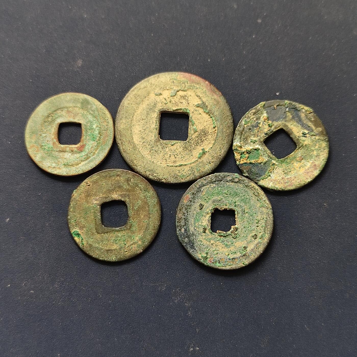 【全场包邮】纯粹捡漏拍508场 【古钱】中国宋各版本铜钱5枚一组-天圣元宝+元祐通宝+熙宁元宝+熙宁重宝等