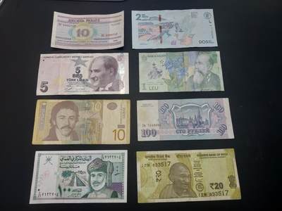 博彦收藏   3月7日 8点钱币专场 全场包邮 - 印度等外国纸币8枚，流通品