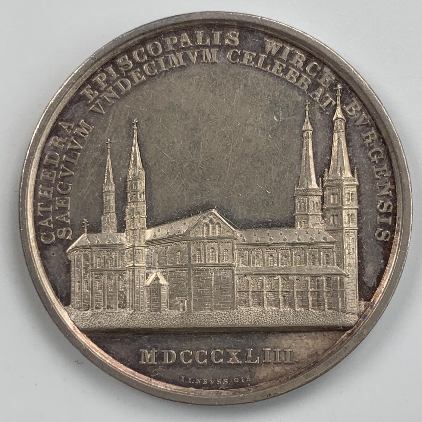 掌中浮雕-藏着的欧洲第053场 1843年德国维尔茨堡银章，40.8mm，26g