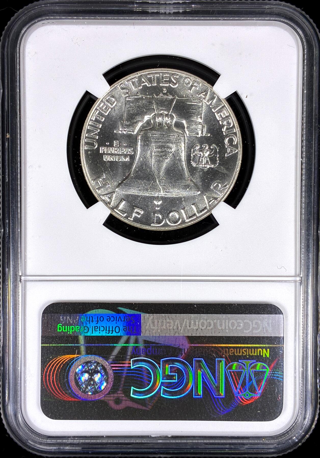 【雨安】【直播拍卖】【第0126期-评级币章】2026-03-07 周六 19:30 (金价1176, 银价22.16) [评级美洲] USA 美国 50美分 (1948-1963) 富兰克林 半美元 [12.50 g., 0.900 Silver] 1963年D  NGC-MS63