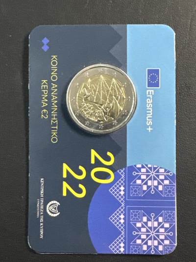 ❤️【币观天下】❤️ 第343期钱币秒杀拍卖场- 2026.3.6周五晚上6点半场 长期征集拍品  - 塞浦路斯2022年2欧元普制纪念币 伊拉斯谟+计划 发行量：6千 卡装