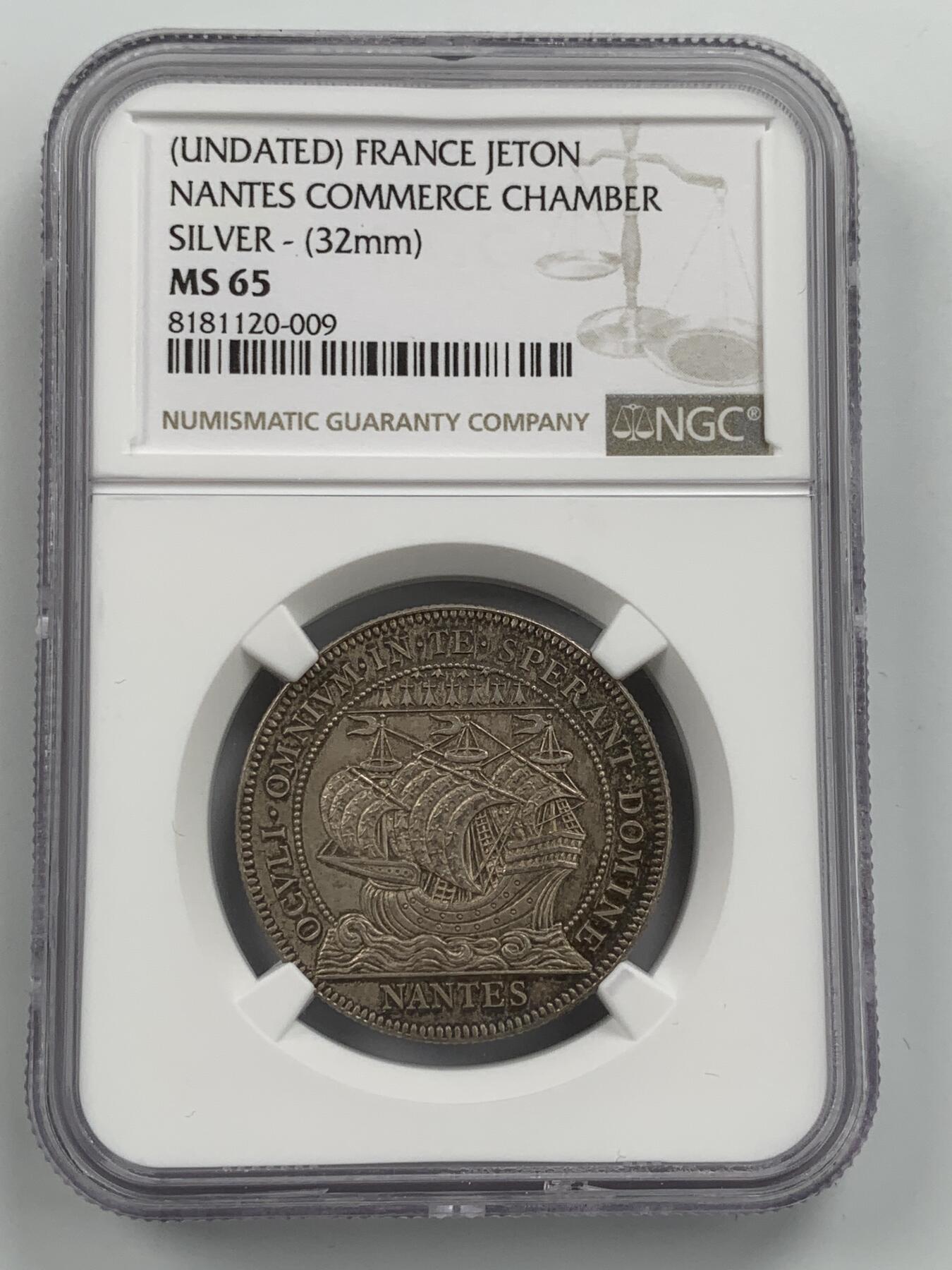 掌中浮雕-藏着的欧洲第053场 NGC MS65 ：法国南特市商会银章，32mm