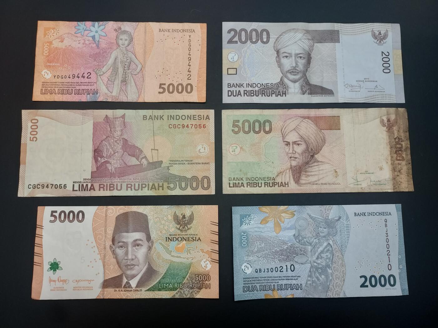 博彦收藏   3月7日 8点钱币专场 全场包邮 印尼等外国纸币6枚，流通品