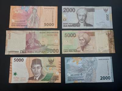 博彦收藏   3月7日 8点钱币专场 全场包邮 - 印尼等外国纸币6枚，流通品