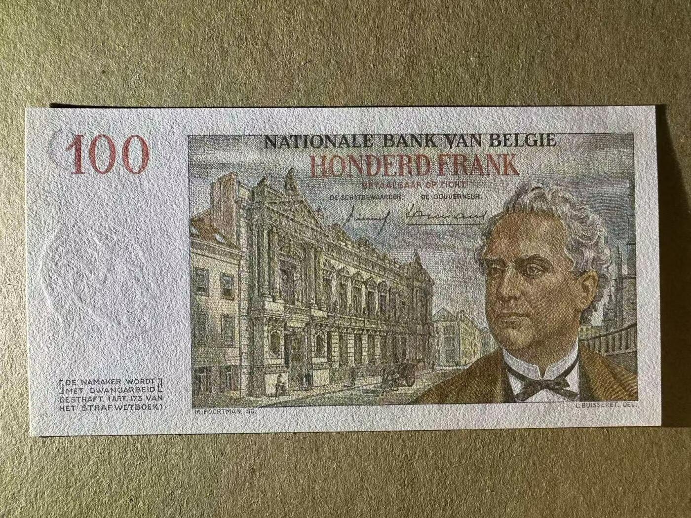 (800期大拍拍品火热征集中🔥）【Blue Auction】世界纸币精拍第790期——18级TOP拍卖/信誉/品质/专业/高效💫  比利时 1958年100法郎 法属风 UNC品相