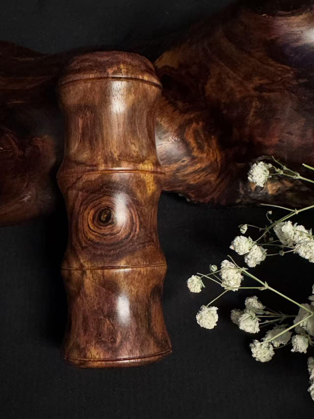 零元拍：海南黄花梨 手把件 节节高升 尺寸约：口径 37.5/101MM