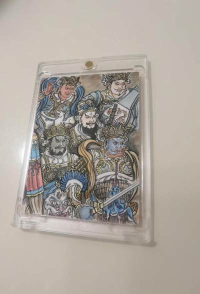 阳大大卡牌拍卖第103期（持续收拍品，周五晚上九点截拍，进群福利早知道） 【手绘卡】卢艺丰手绘卡 封神护国天王团—四大天王、闻太师，画工精湛，金线描边