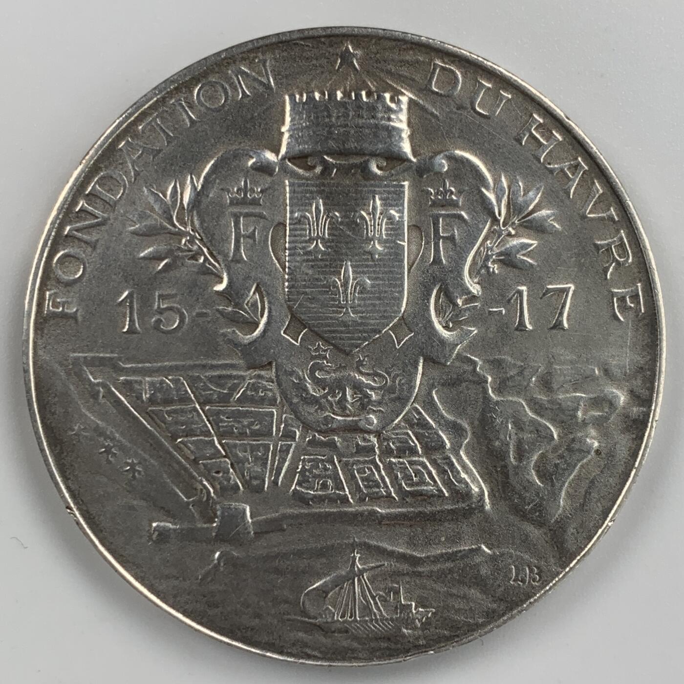 掌中浮雕-藏着的欧洲第053场 1909年法国勒阿弗尔商会银章，40mm，30.53g