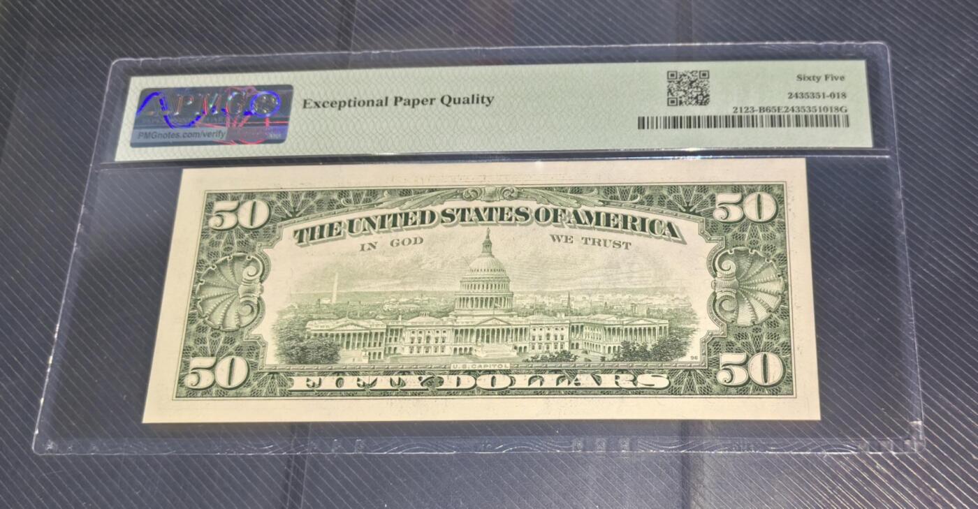 Gem Unc 美国纸币 1988年 50美元纸币 Pmg 65E