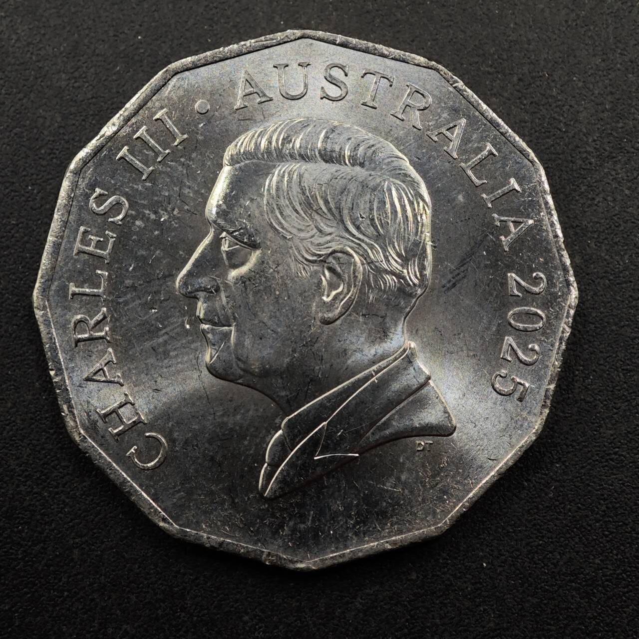 【淘币小摊】实时拍第八百七十五拍   散币场    每周一统一发货 澳大利亚2025年查尔斯三世50分镍币