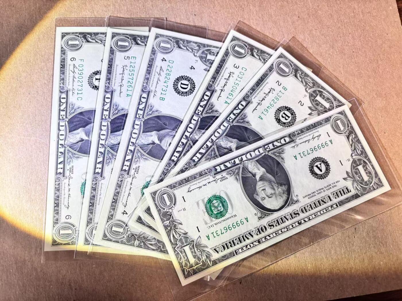 (800期大拍拍品火热征集中🔥）【Blue Auction】世界纸币精拍第790期——18级TOP拍卖/信誉/品质/专业/高效💫  【一组12张12区 含无47】美国 1969年1美金 全新UNC