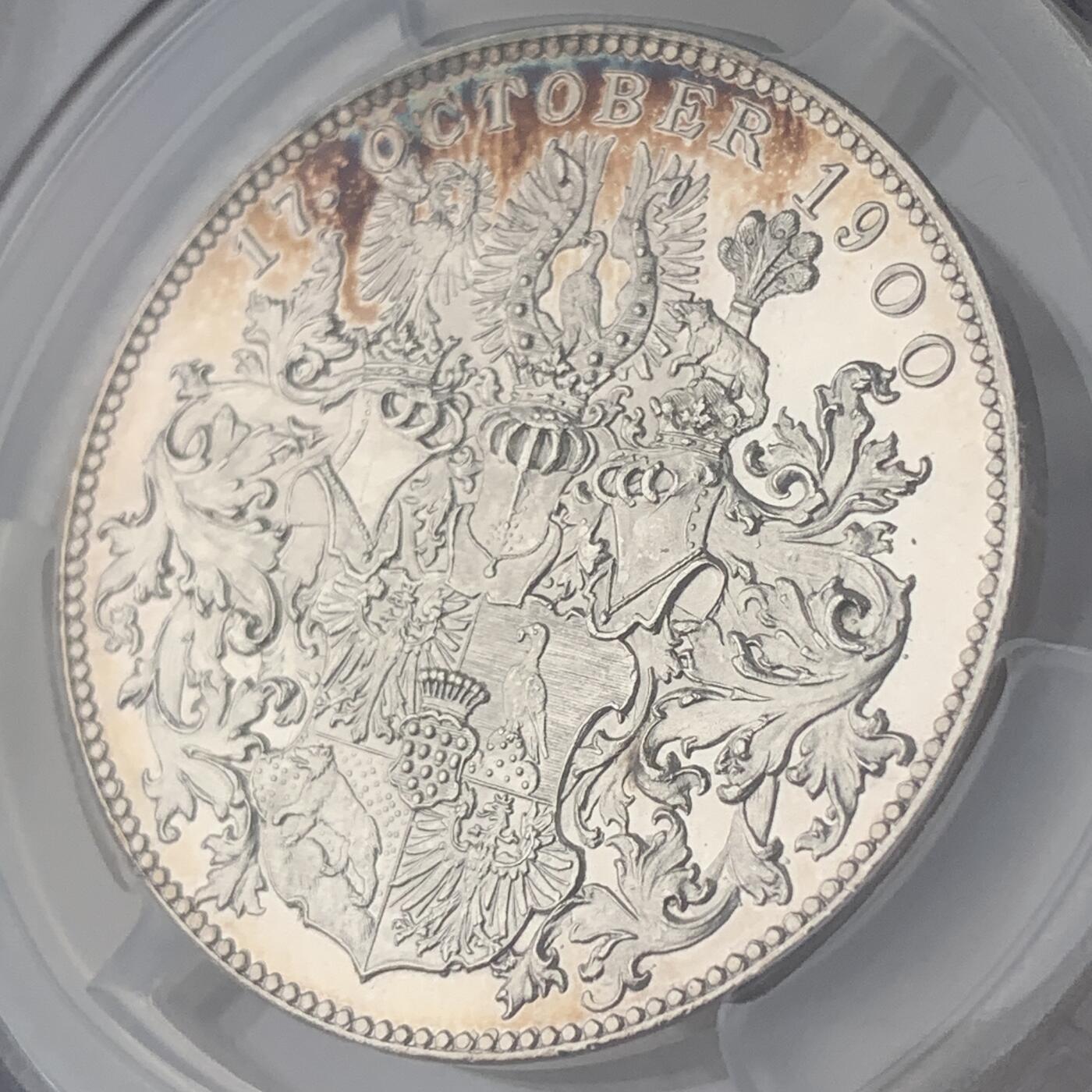 掌中浮雕-藏着的欧洲第053场 PCGS  SP63 : 1900年德国总理伯恩哈德.冯.比洛纪念银章，32mm