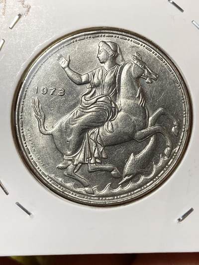 2026年第三十三场(总第二百零二场）外国精品纸夹币场(免佣金) - 希腊🇬🇷1973单年份20德拉克马(军政府时期最大面值，narrow rim with faint veil–窄边细面纱版，雅典造)