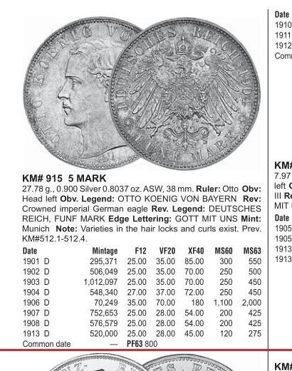 【银】金盾PCGS PR62 德国巴伐利亚1913年 奥托5马克大银币 精制PROOF版