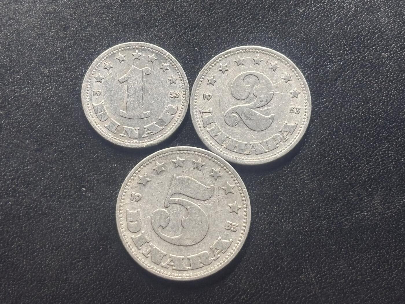 邮泉阁限时拍卖第四十二场（硬币在国外。请付邮费6元。） 南斯拉夫1953年3枚