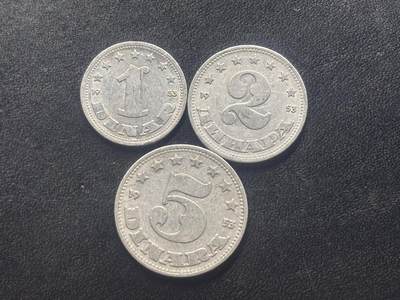 邮泉阁限时拍卖第四十二场（硬币在国外。请付邮费6元。） - 南斯拉夫1953年3枚