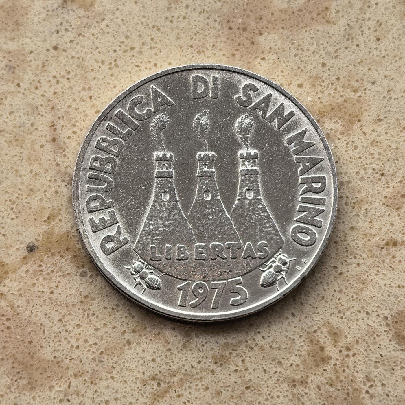 道一币馆币章第一百六十八场 圣马力诺1975年500里拉纪念银币 11g 835S