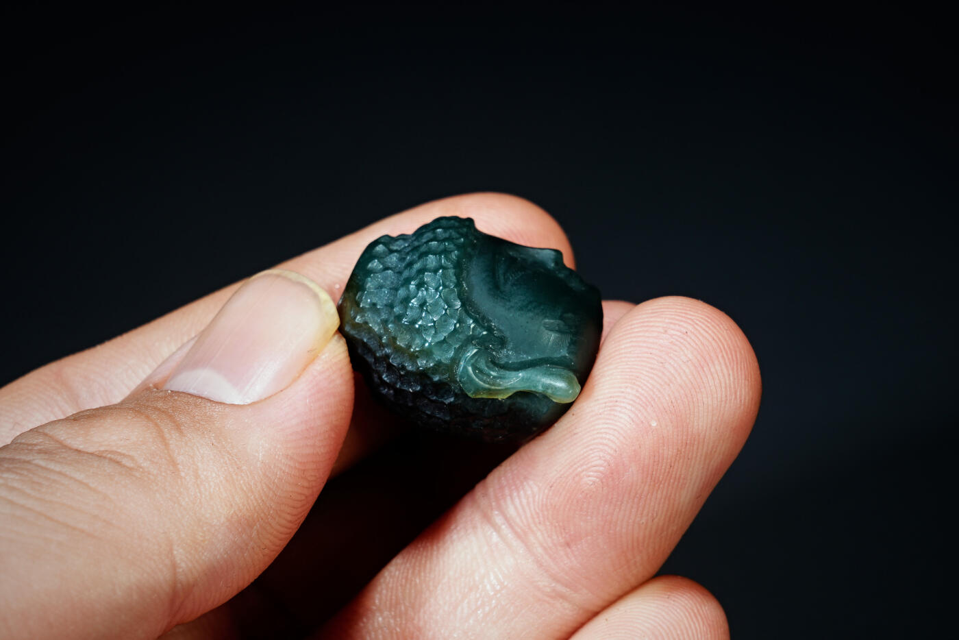 上海都达杂项专场四十四【全场包邮】  天然和田玉青玉精雕《佛头》挂件91-107