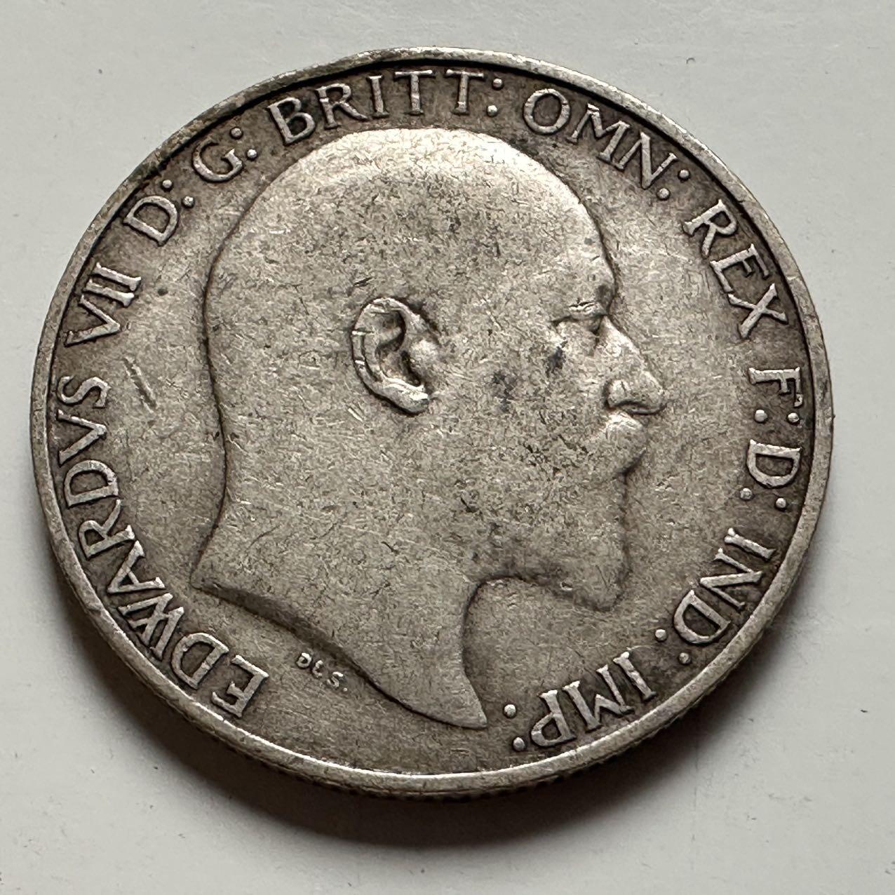 🌹外币初藏🌹🐯2026年第24场  每周二四六晚8️⃣点 接代拍 英国1910年爱德华七世1弗洛林 海神银币 11.3克92.5%高银