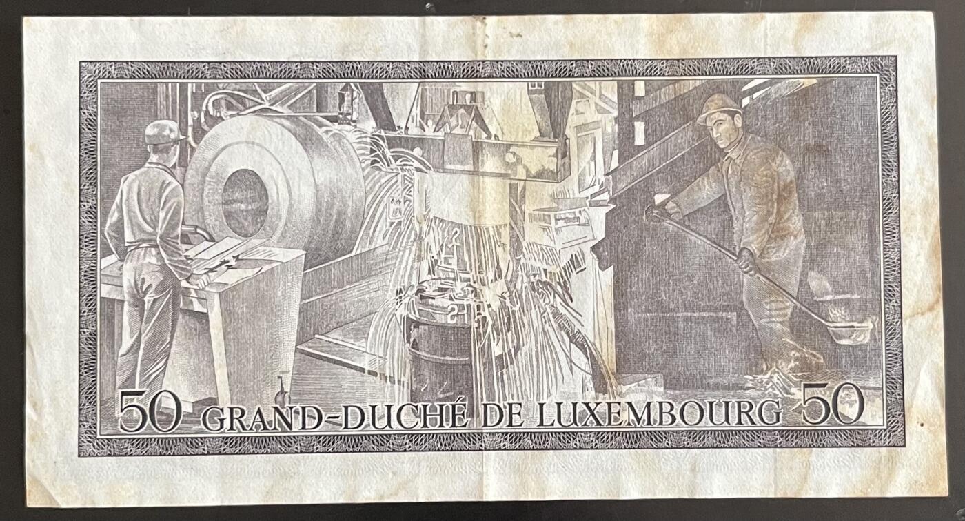 小福收藏拍卖第202期 流通品相裸钞 特惠场 本场全部为欧洲纸币【佣金仅收2% 不设最低佣金 全场包邮】 卢森堡 1972年 50法郎