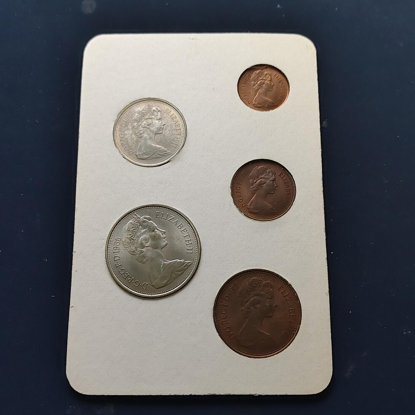 【全场包邮】纯粹捡漏拍508场 英国1968-1971年十进制改版官方卡装套币