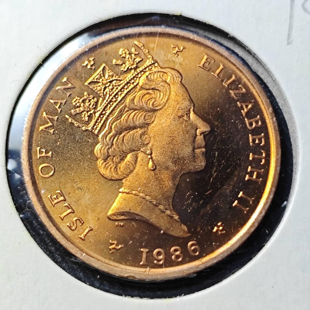 KK钱币收藏小铺   套币 批量/好品散币专场 2月预留时间 周末发货  1986马恩岛2便士铜币 好品