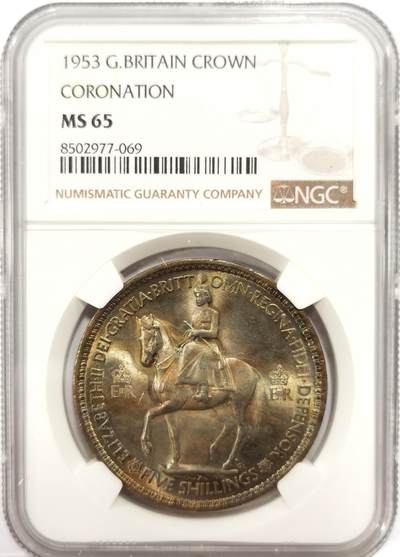 博洋堂世界钱币拍卖第163期（全场包邮） - NGC MS65 英国1953年伊丽莎白二世登基纪念克朗，高分带彩