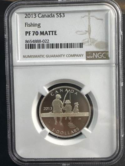 ❤️【币观天下】❤️ 第343期钱币秒杀拍卖场- 2026.3.6周五晚上6点半场 长期征集拍品  - 加拿大2013年3元精制磨砂银币 钓鱼 获奖币最富激情币 7.96克9999银 NGC PF70MATTE