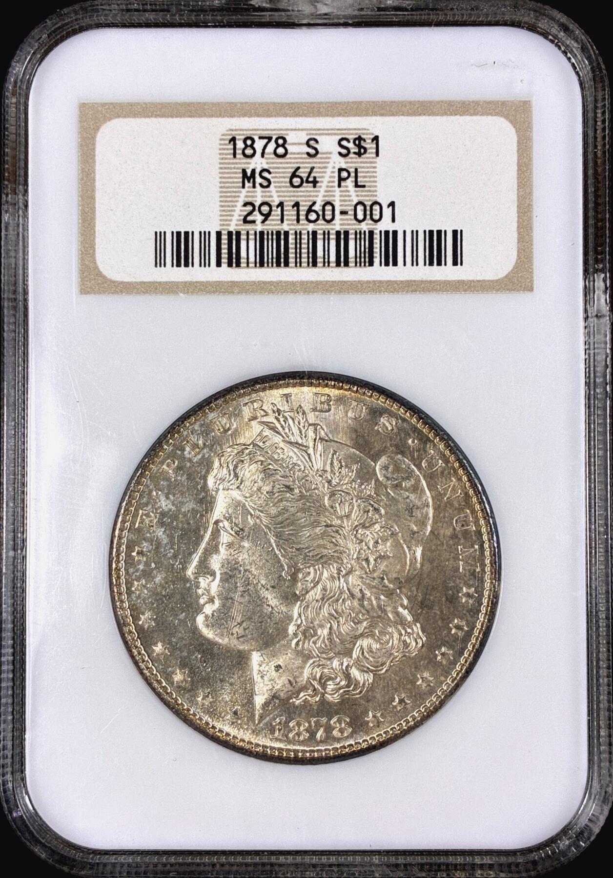 【雨安】【直播拍卖】【第0126期-评级币章】2026-03-07 周六 19:30 (金价1176, 银价22.16) [评级美洲] USA 美国 1美元 (1878-1921) 摩根 1878年 NGC-MS64PL 少见PL