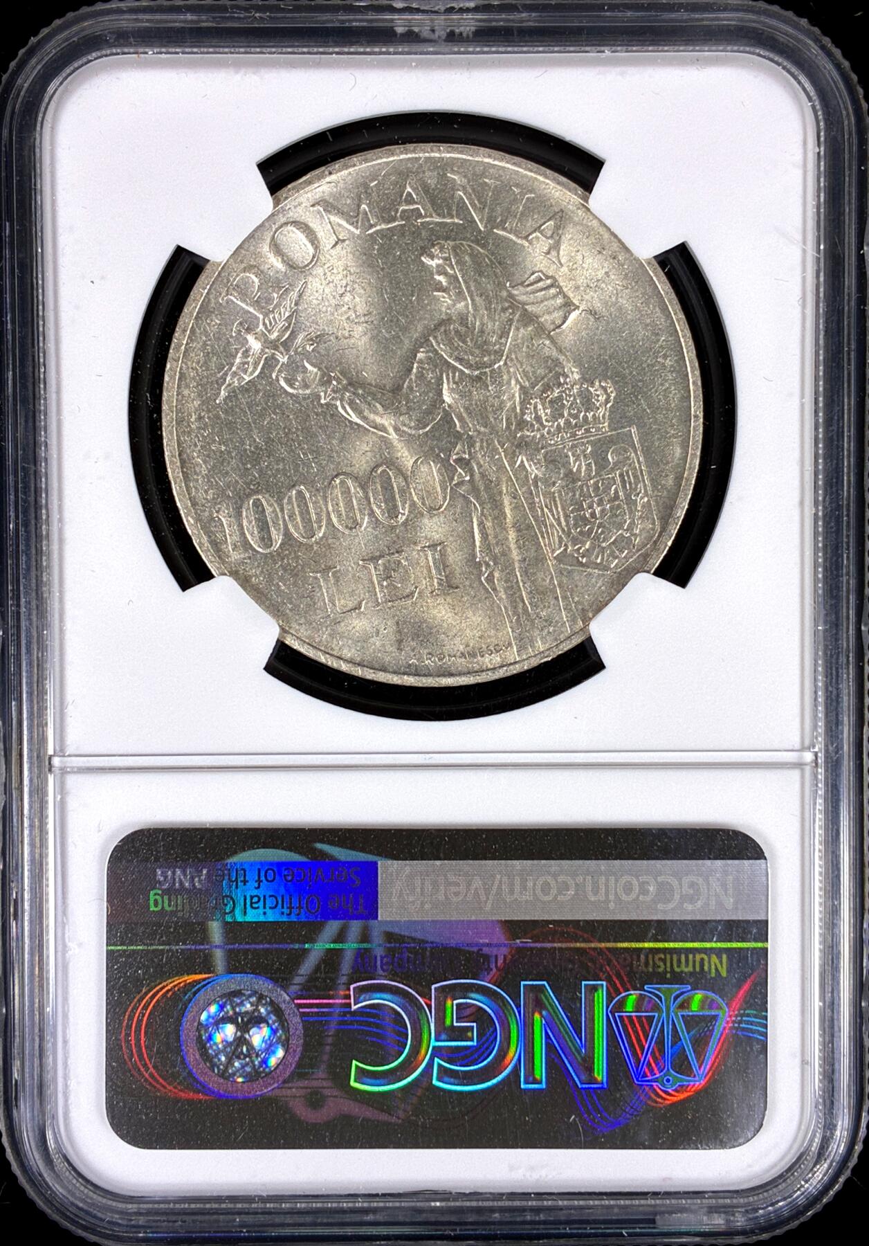 【雨安】【直播拍卖】【第0126期-评级币章】2026-03-07 周六 19:30 (金价1176, 银价22.16) [评级欧洲] Romania 罗马尼亚 100列伊 1946年  NGC-MS61