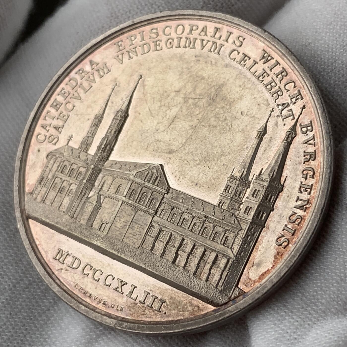 掌中浮雕-藏着的欧洲第053场 1843年德国维尔茨堡银章，40.8mm，26g