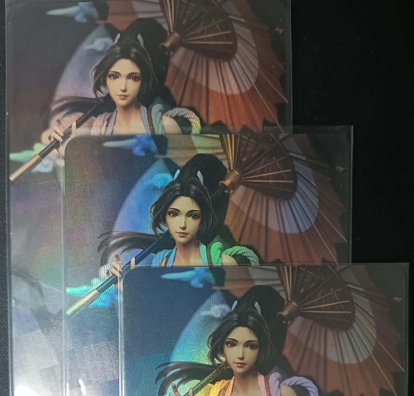 花开卡拍第61期（3月7号周六截拍，品控勿拍!!!拍品不寄存，运费5元（新疆需补运费差价或顺丰到付），自制卡难免瑕疵，可能存在轻微撞角爆边等出厂瑕疵，品控介意勿拍！） 青鸾殿旧版 艺术卡 不知火舞手办01三宫，折光彩闪