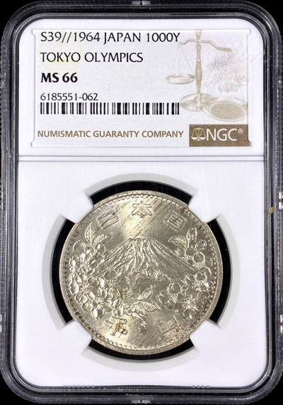 【雨安】【直播拍卖】【第0126期-评级币章】2026-03-07 周六 19:30 (金价1176, 银价22.16) - [评级亚洲] Japan 日本 1000元 1964年 奥运  NGC-MS66