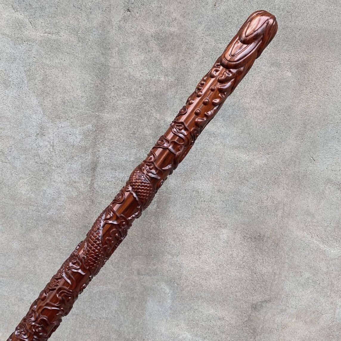 紫檀木双龙武术棍