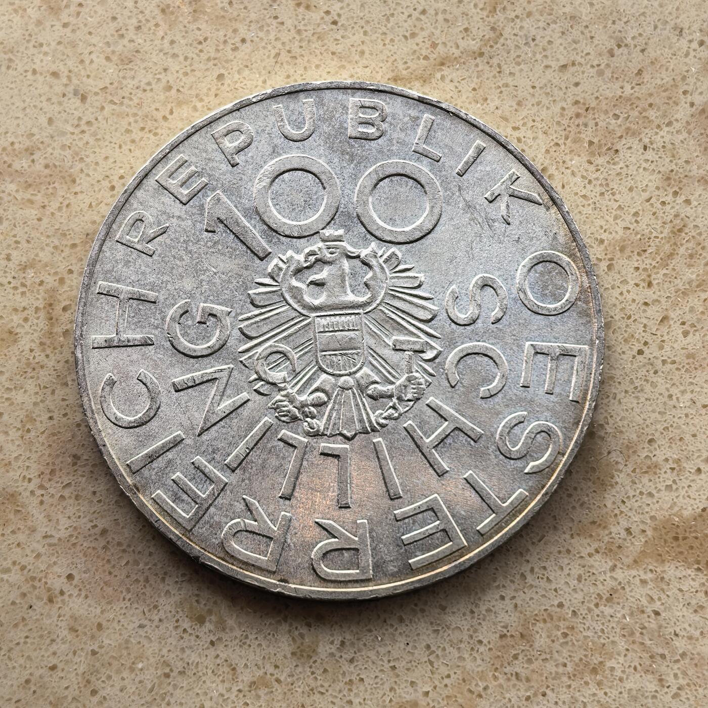 道一币馆币章第一百六十八场 奥地利1976年约翰内斯特洛伊诞辰175周年100先令纪念银币 24g 640s