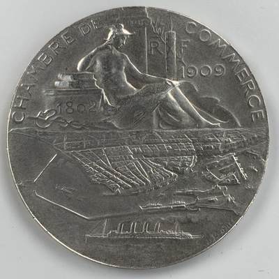 掌中浮雕-藏着的欧洲第053场 - 1909年法国勒阿弗尔商会银章，40mm，30.53g