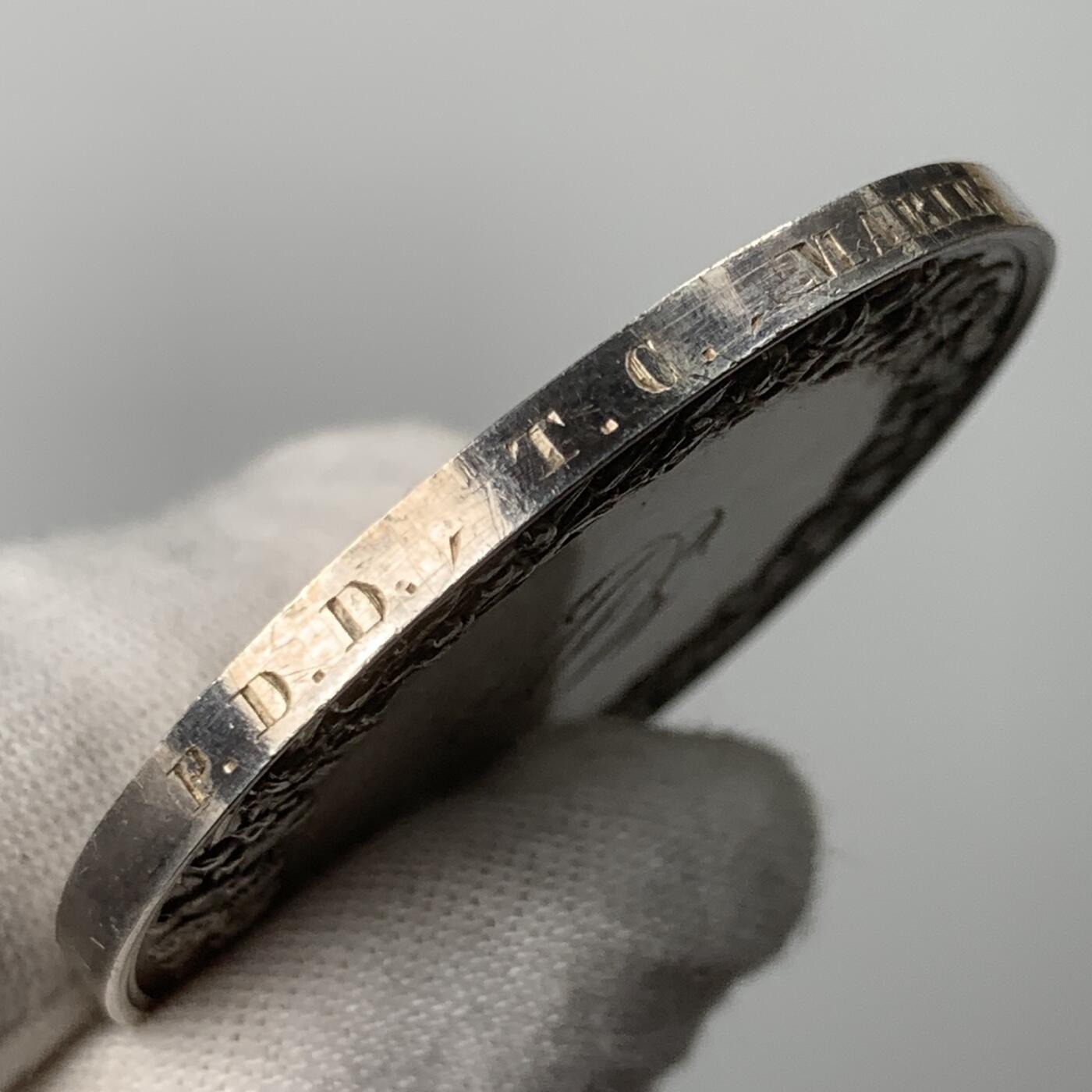 掌中浮雕-藏着的欧洲第053场 1839年法国古典银婚章，油灯边铭，41.5mm，32g