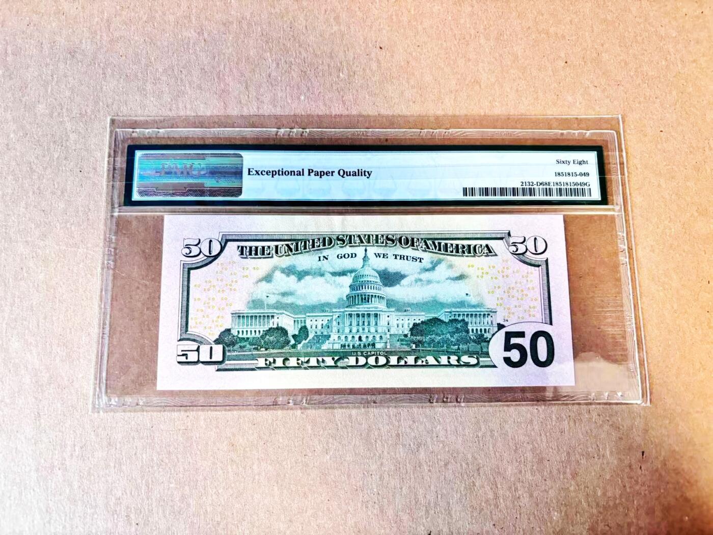 (800期大拍拍品火热征集中🔥）【Blue Auction】世界纸币精拍第790期——18级TOP拍卖/信誉/品质/专业/高效💫  【重复号】美国 2013年50美金 PMG68EPQ 高分