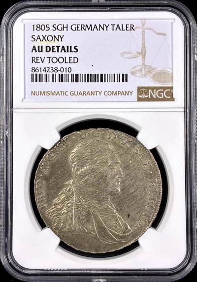 【雨安】【直播拍卖】【第0126期-评级币章】2026-03-07 周六 19:30 (金价1176, 银价22.16) - [评级德国] Germany 德国 德意志 1泰勒 Saxony萨克森 奥古斯特 军装 1805年  NGC-AU