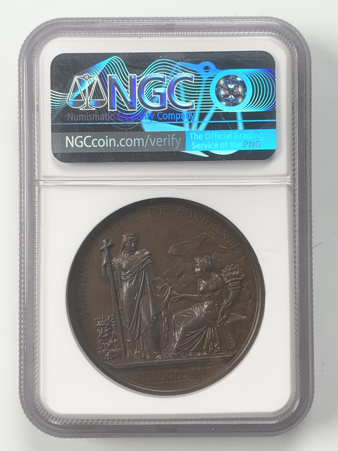 掌中浮雕-藏着的欧洲第053场 NGC MS63 : 英国乔治三世纪念铜章，41mm