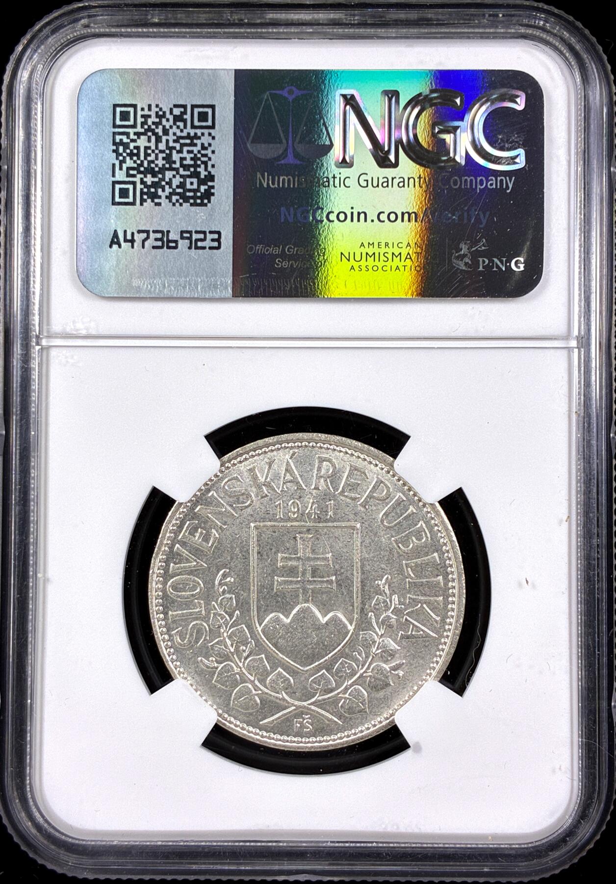 【雨安】【直播拍卖】【第0126期-评级币章】2026-03-07 周六 19:30 (金价1176, 银价22.16) [评级欧洲] Slovakia 斯洛伐克 20克朗 1941年  NGC-MS62