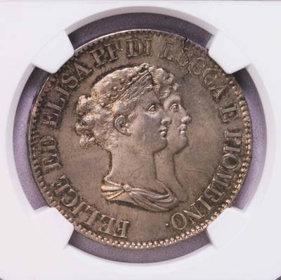 NGC-MS64+ 1807意大利卢卡5法郎大银币 唯一冠军分 - NGC-MS64+ 1807意大利卢卡5法郎大银币 唯一冠军分