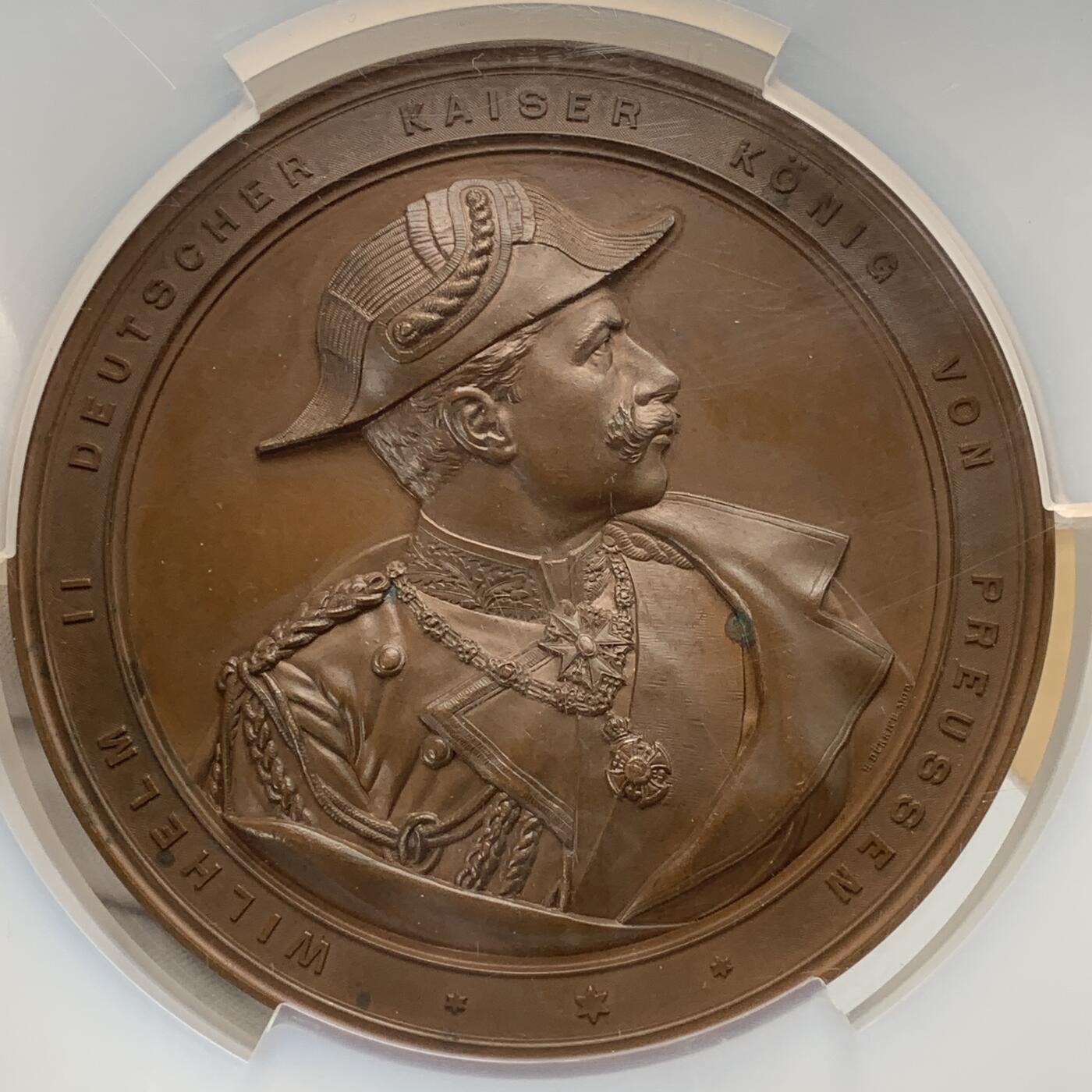 掌中浮雕-藏着的欧洲第053场 PCGS SP63 ：1895年德国基尔运河开通，89mm，PCGS超大盒子