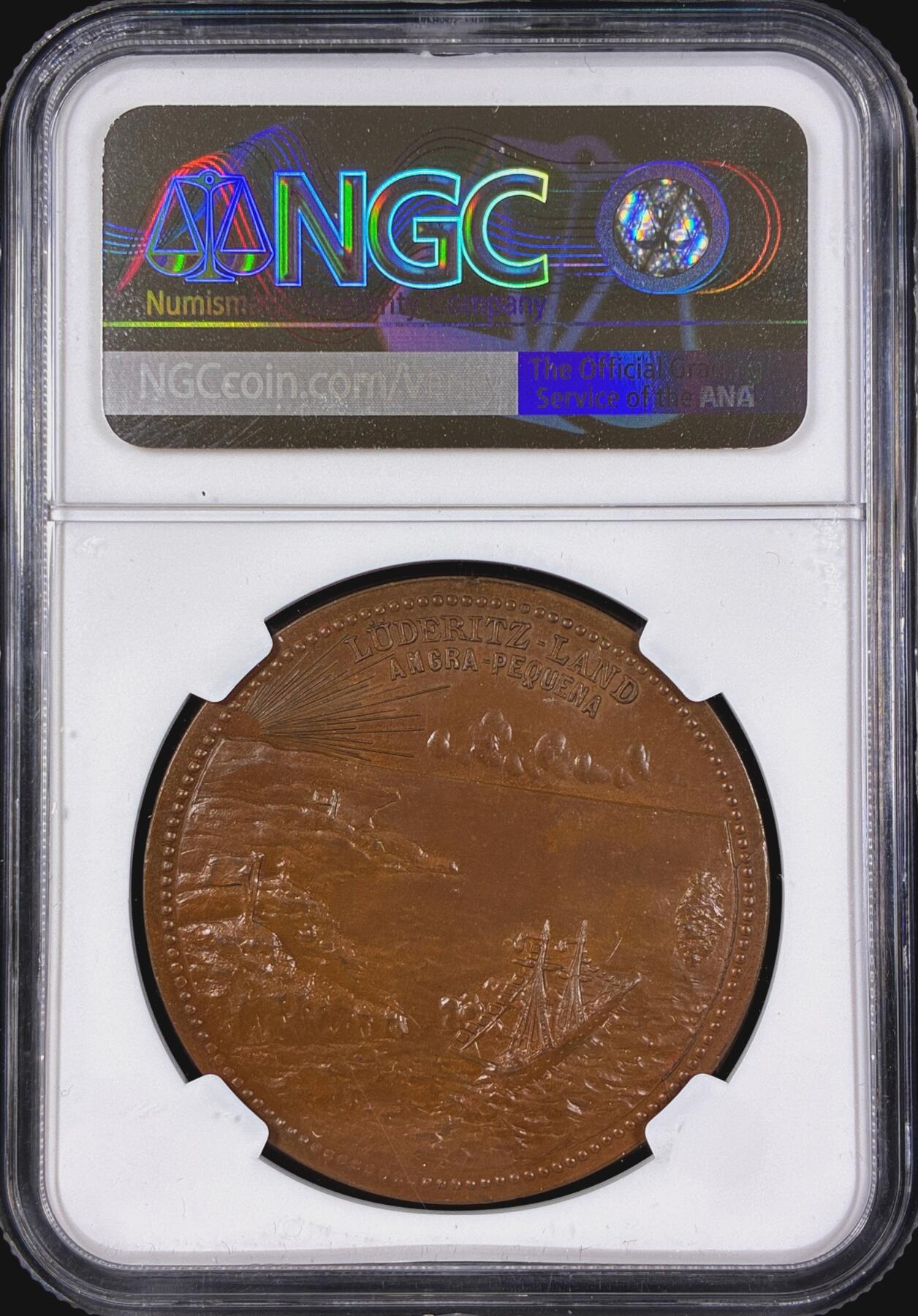 【雨安】【直播拍卖】【第0126期-评级币章】2026-03-07 周六 19:30 (金价1176, 银价22.16) [评级章] Germany [章] 德国 1884年 德属纳米比亚吕德里茨殖民地 背景观 铜章